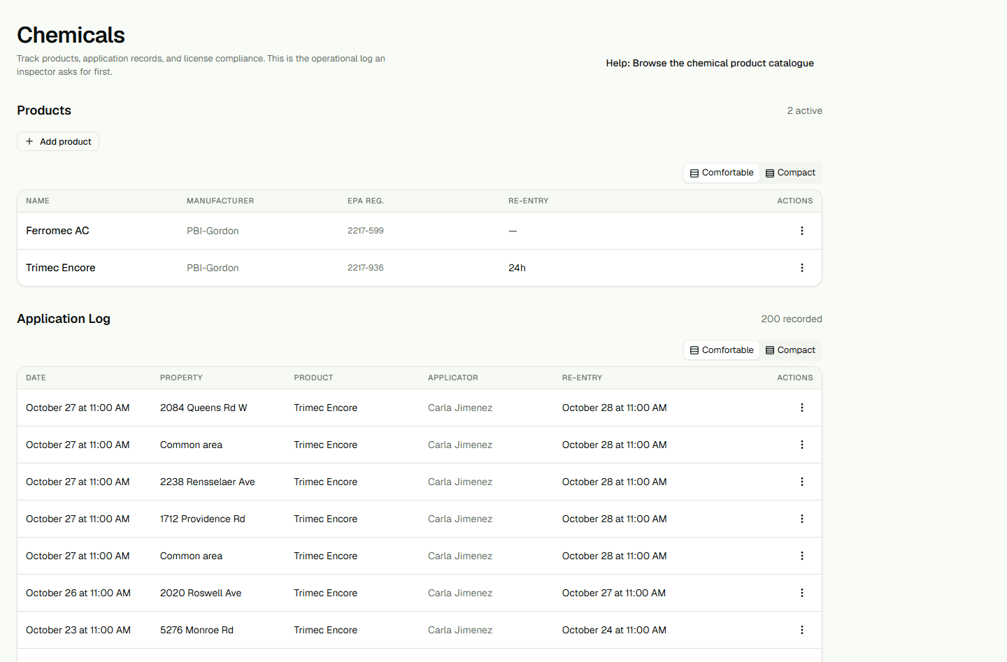 Screenshot: Browse the chemical product catalogue.