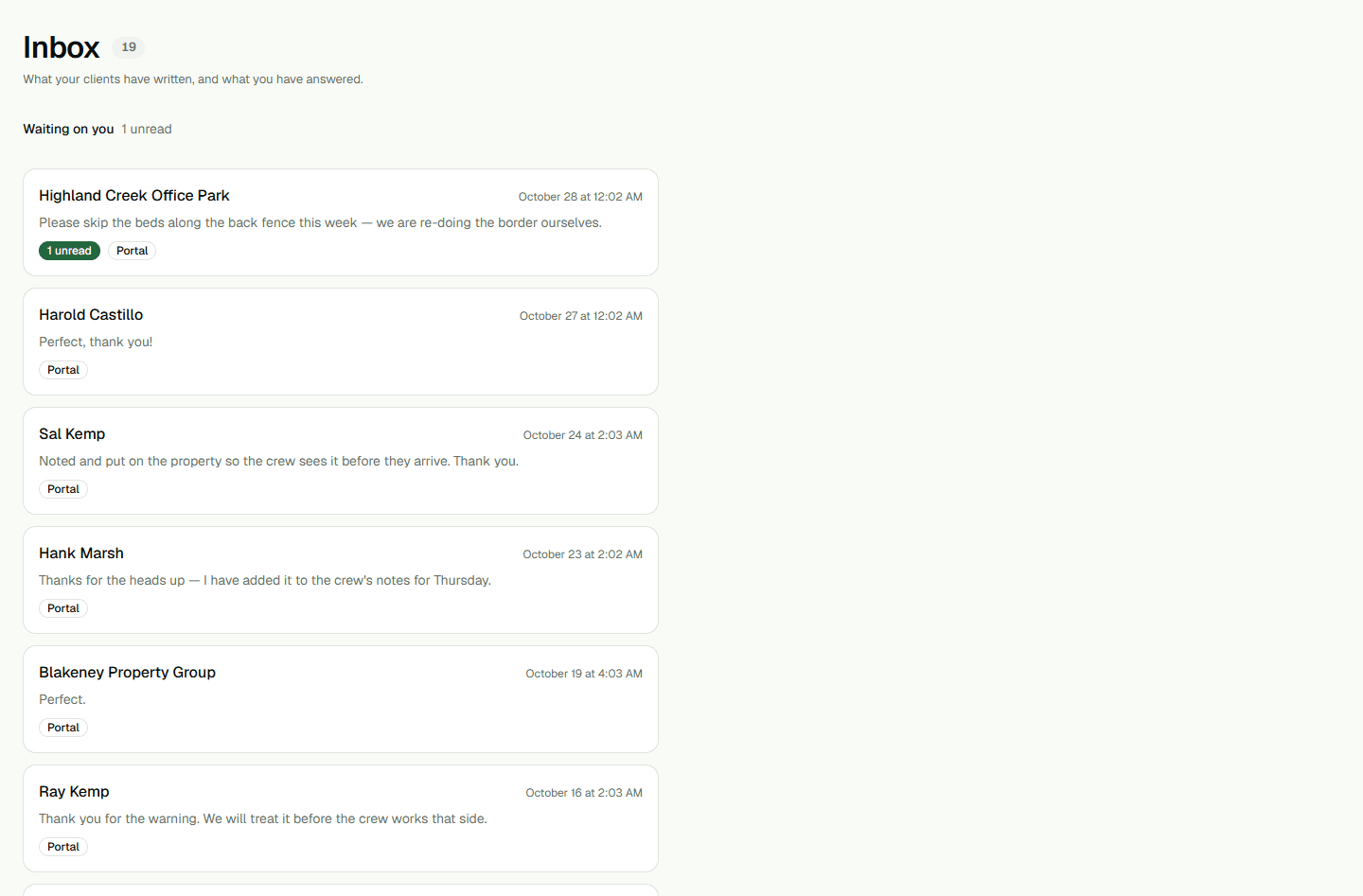 Screenshot: Handle an inquiry for a customer or prospect.