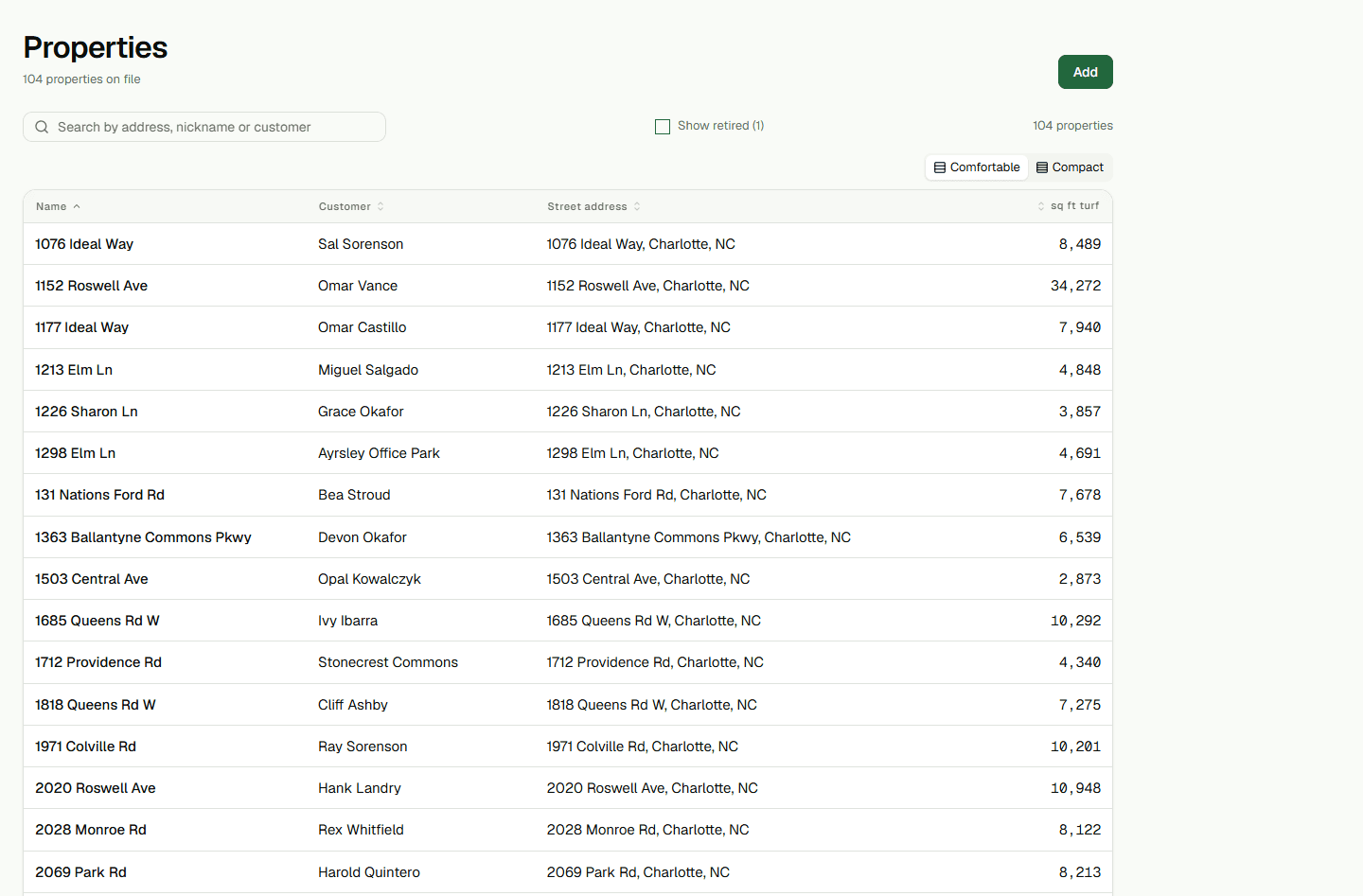 Screenshot: Set recurring service.