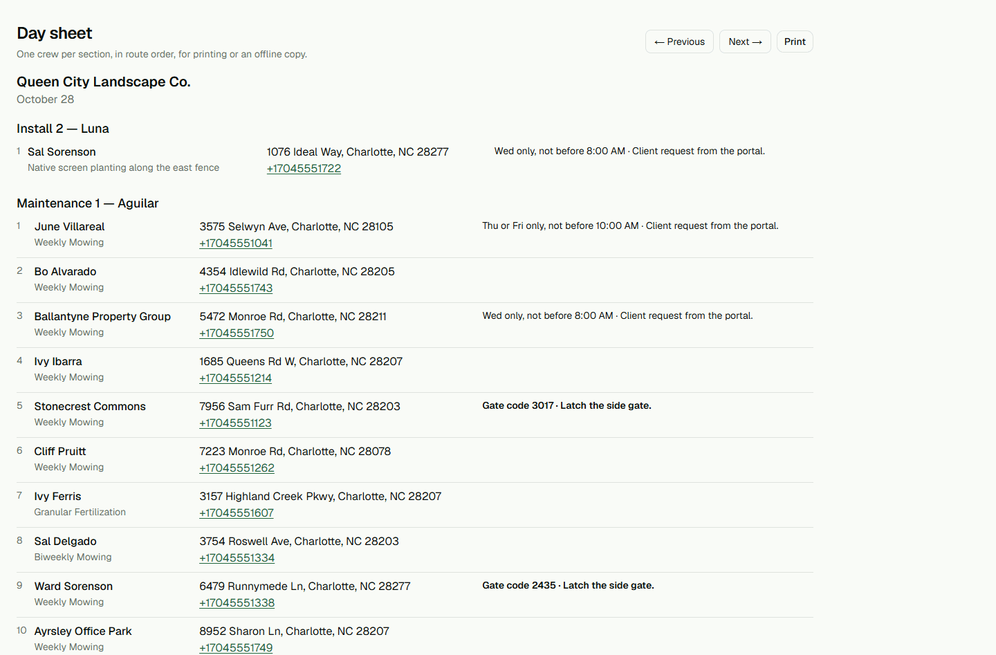 Screenshot: Review and prepare the day.