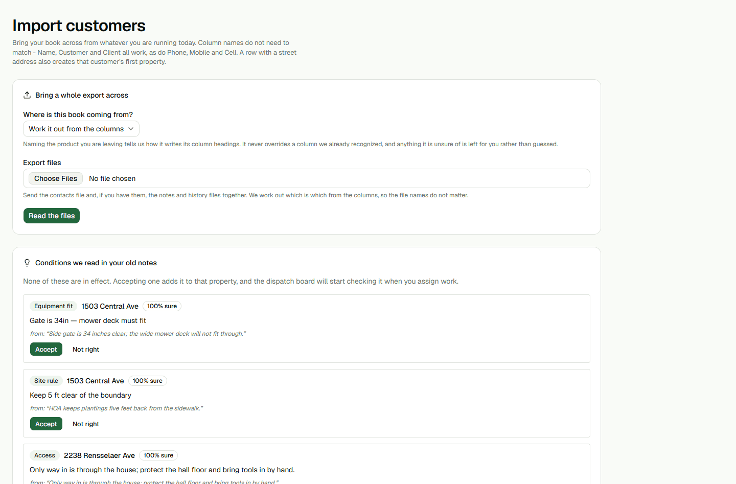 Screenshot: Bring your customer list across.