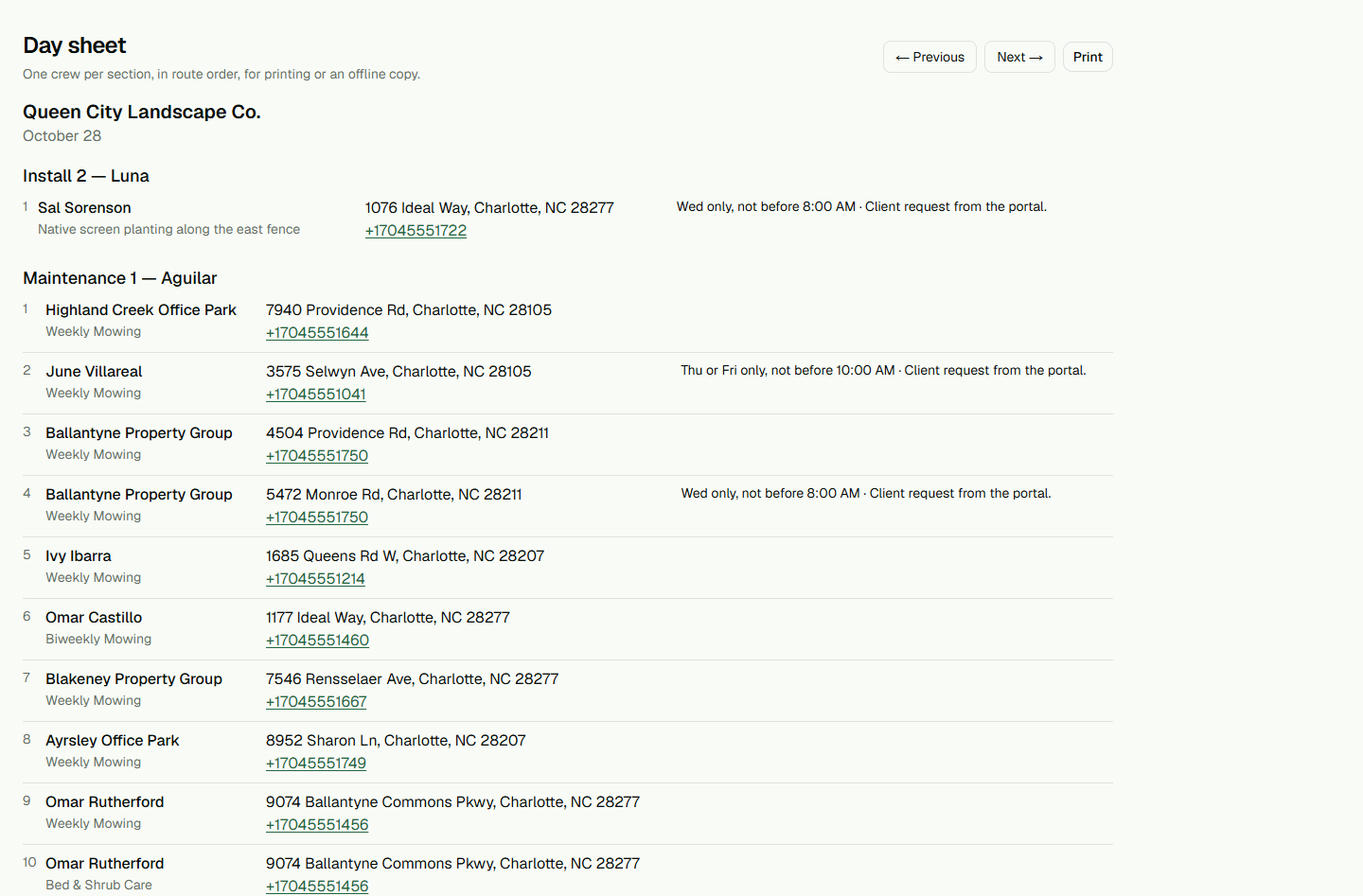 Screenshot: Prepare a day sheet.