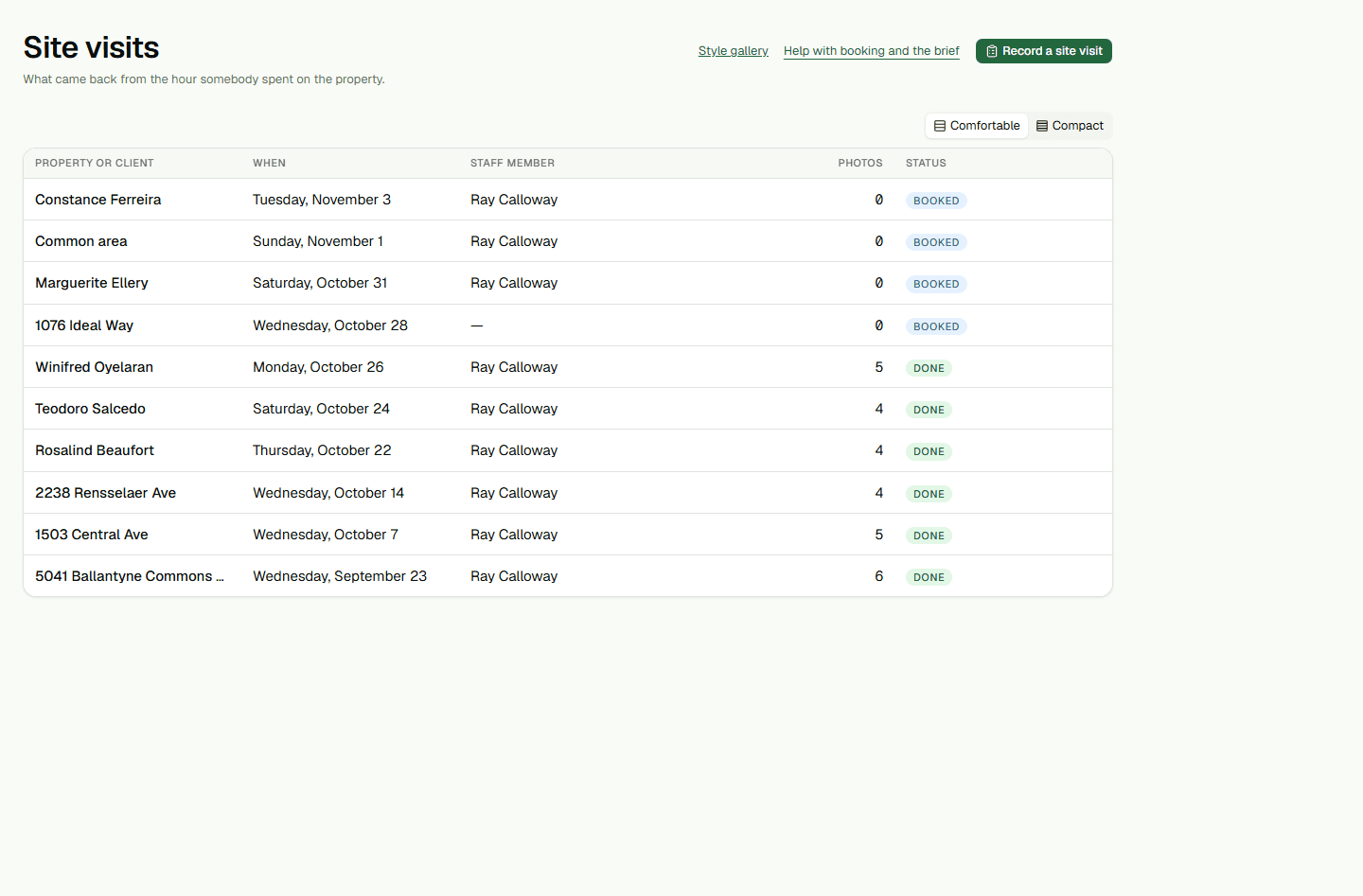 Screenshot: Record measurements during a site visit.
