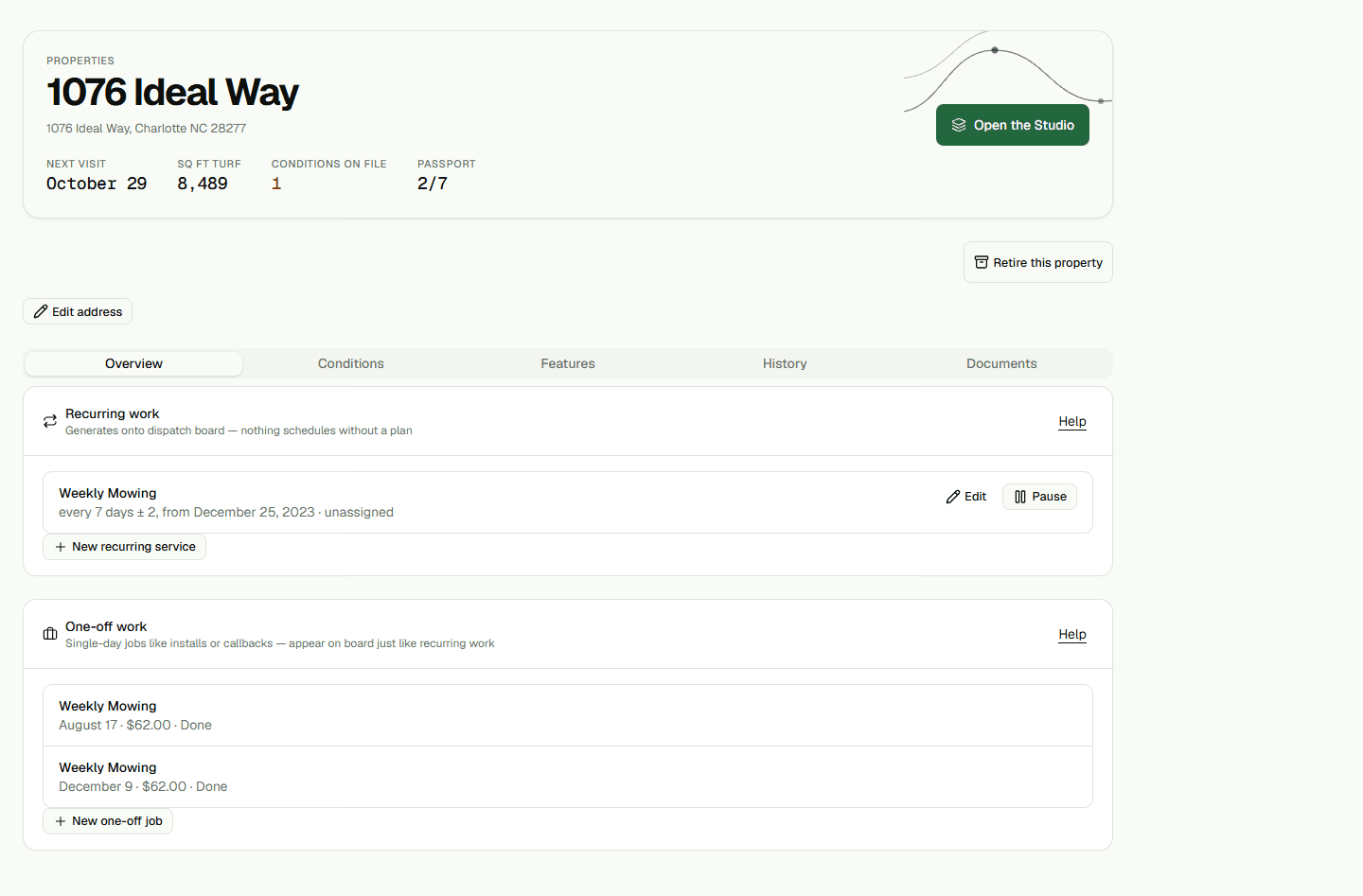 Screenshot: Set up recurring service.